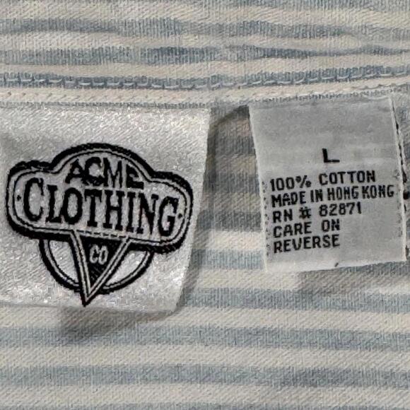 Looney Tunes Shirt Women's Large VTG 8 Embroidered Characters Denim White Stripe - Picture 3 of 8